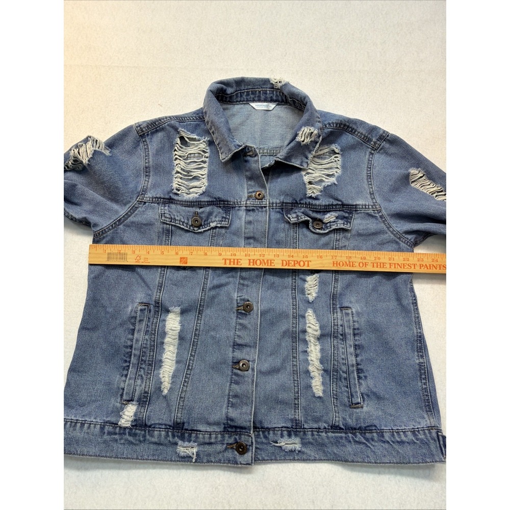 Highway Jeans Blue Very‎ Distressed Buttoned Denim Jacket Size XL women - Picture 7 of 16
